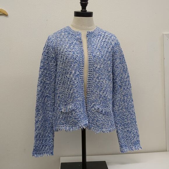 NWT pure collection textured knitted cardigan blue size 12 - Picture 1 of 6